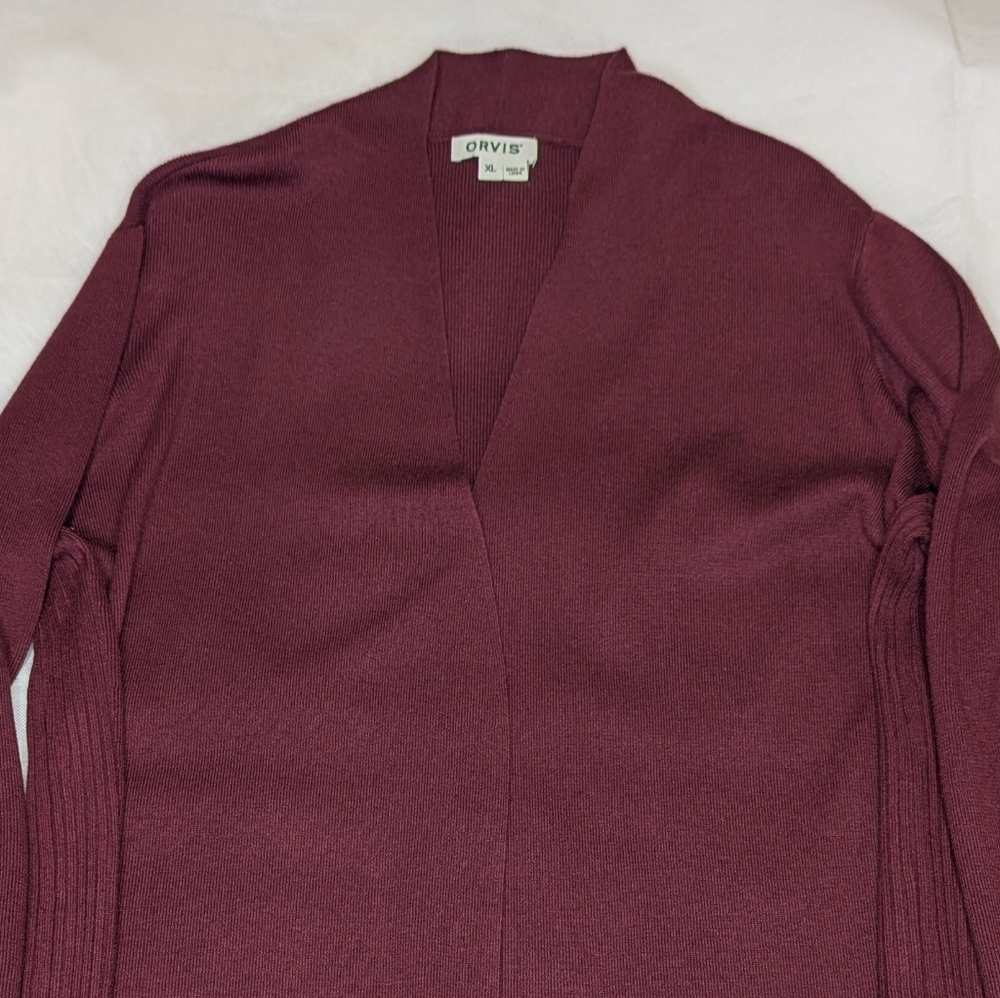 Beautiful Orvis 'Any Wear' Merino Wool Blend Long Tunic Cardigan - Picture 3 of 12